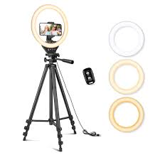 Anillo de Luz LED de 10'' con Trípode Extensible de 50'' y Soporte para Móvil