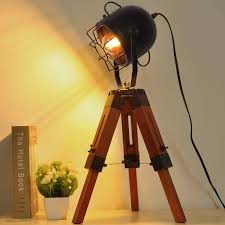 Lámpara de Mesa Vintage Industrial Trípode - Luz de Lectura Náutica