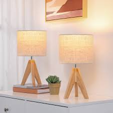 EDISHINE: Juego de 2 Lámparas de Noche de Madera