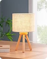 EDISHINE Lámpara de Madera con Trípode para Mesilla