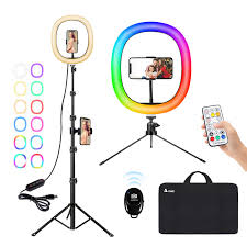 Aro de Luz RGB de 12" con Trípode y Soporte para Móvil