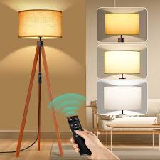 Lámpara de Pie Regulable con Control Remoto de Madera